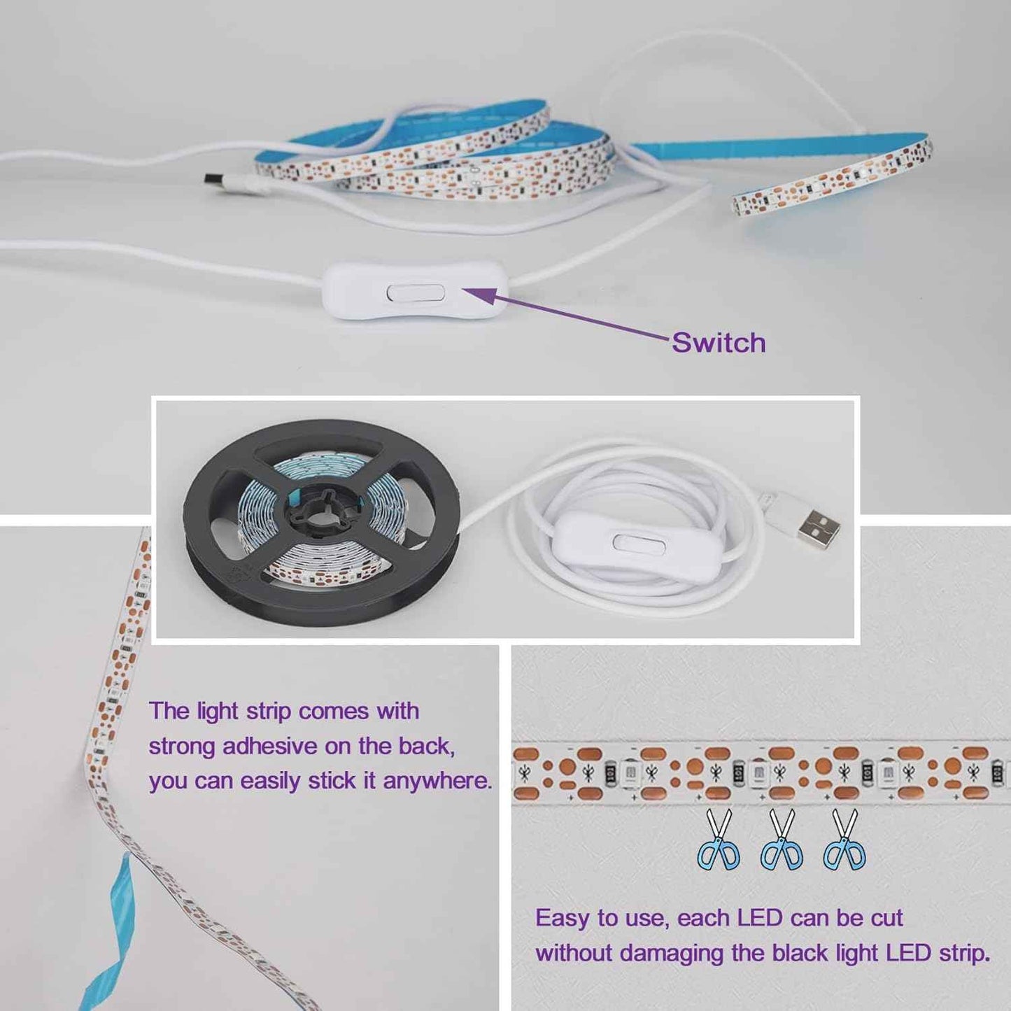 Lumiglow UV Black Light Strip – 6.6ft Glow Party Gift for Teens, Gamers and Creative Hobbyists
