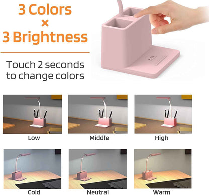 AXX Cute Desk Lamp Pink – Cozy Valentine's Day Gift for Women, Rechargeable Gooseneck Light for Bedroom and Dorm