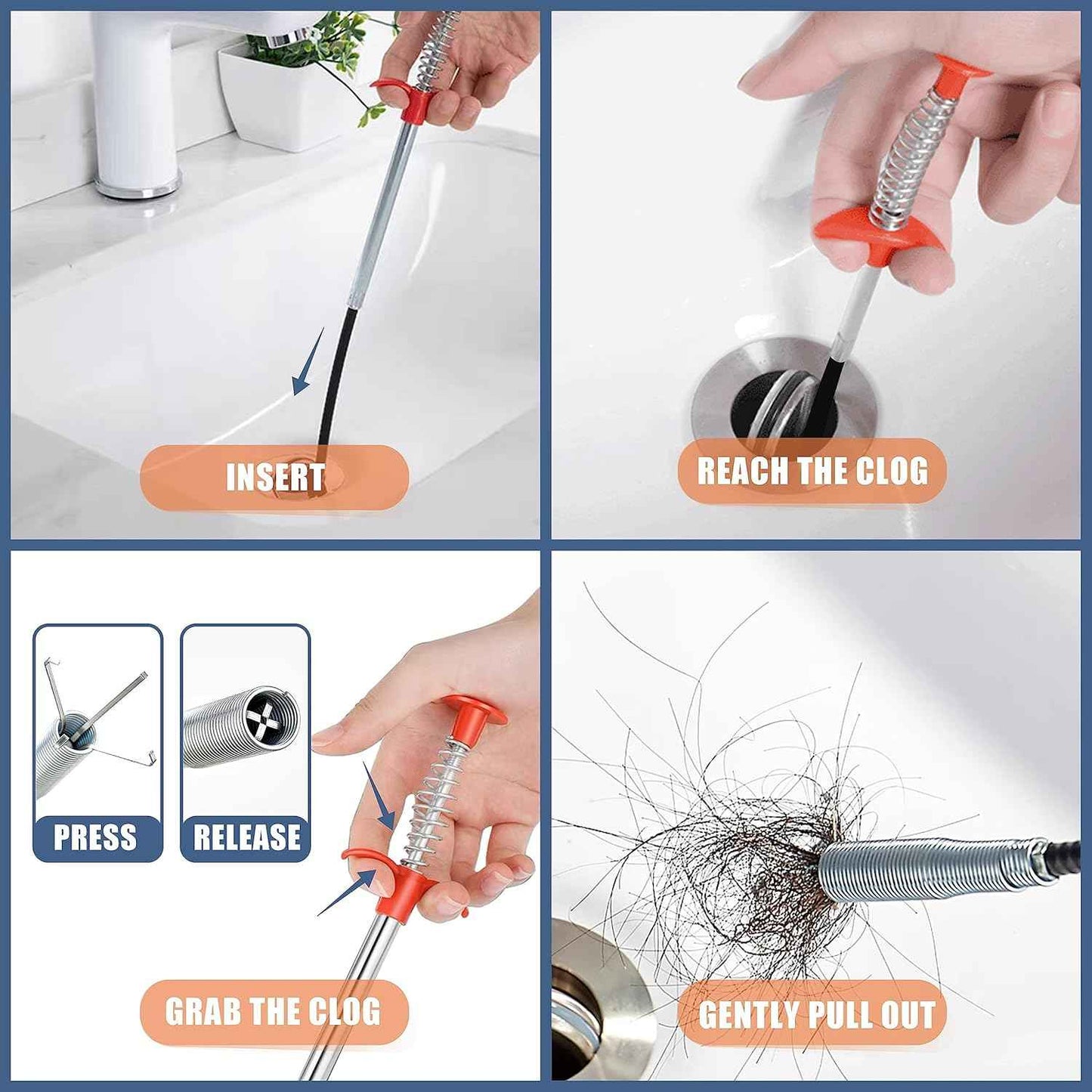 9-Piece Drain Cleaning Set – Simple Bathroom and Kitchen Clog Remover for Uncluttered Home Toolkits
