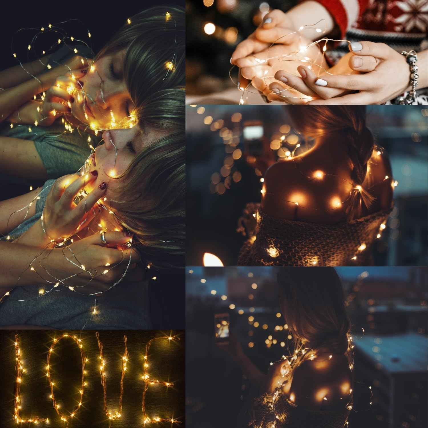 CYLAPEX 6 Pack Waterproof Warm White Fairy Lights Battery Operated 7ft 20 LEDs for Patio Garden and Outdoor Dining Setup