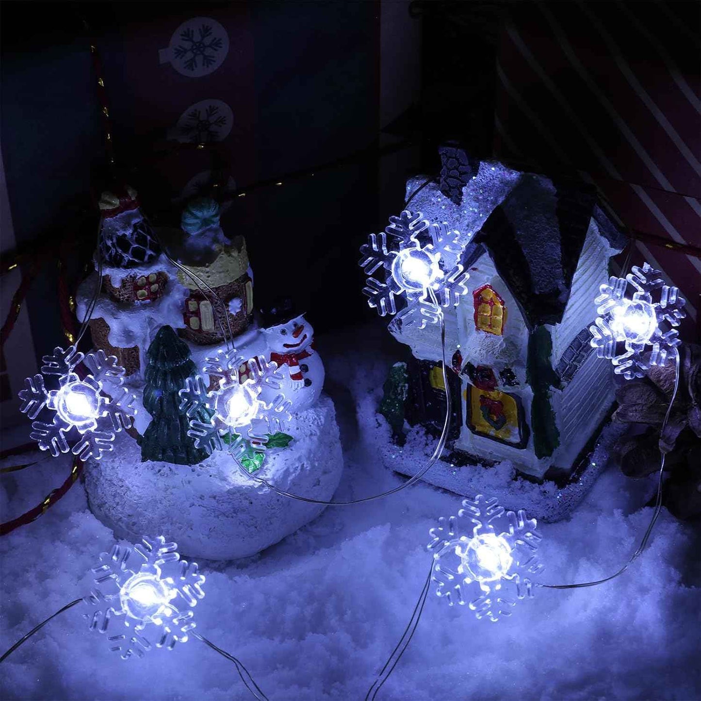 Brightown Snowflake String Lights – Clean and Simple Bedroom Accent, Neutral Cold White LED Glow