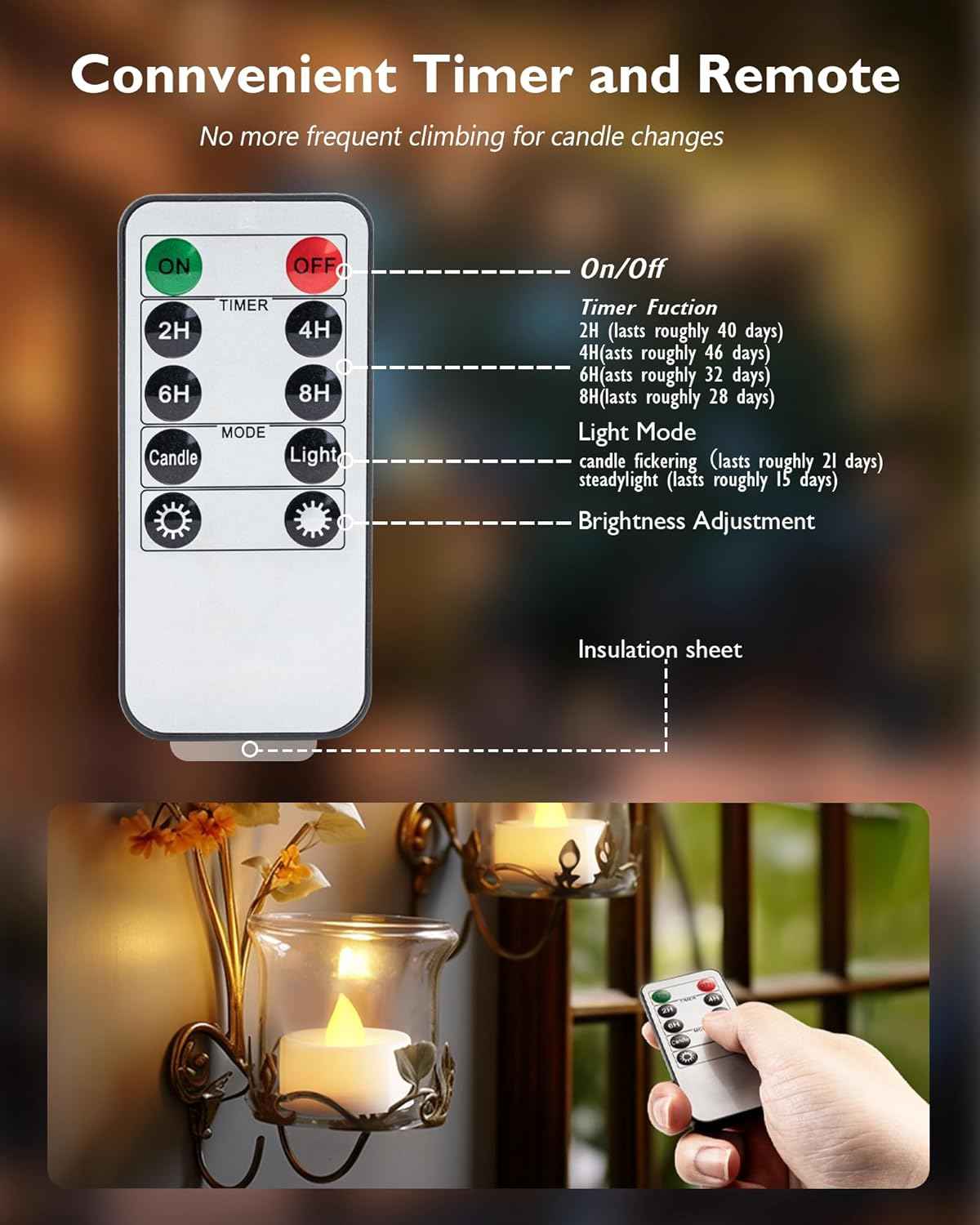 Homemory Flameless Tea Lights 12-Pack with Flickering Glow – Cozy Bedroom, Living Room, and Mantel Decor Accents