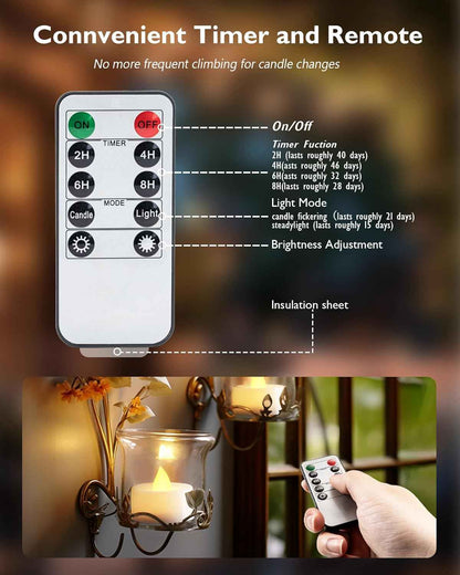 Homemory Flameless Tea Lights 12-Pack with Flickering Glow – Cozy Bedroom, Living Room, and Mantel Decor Accents