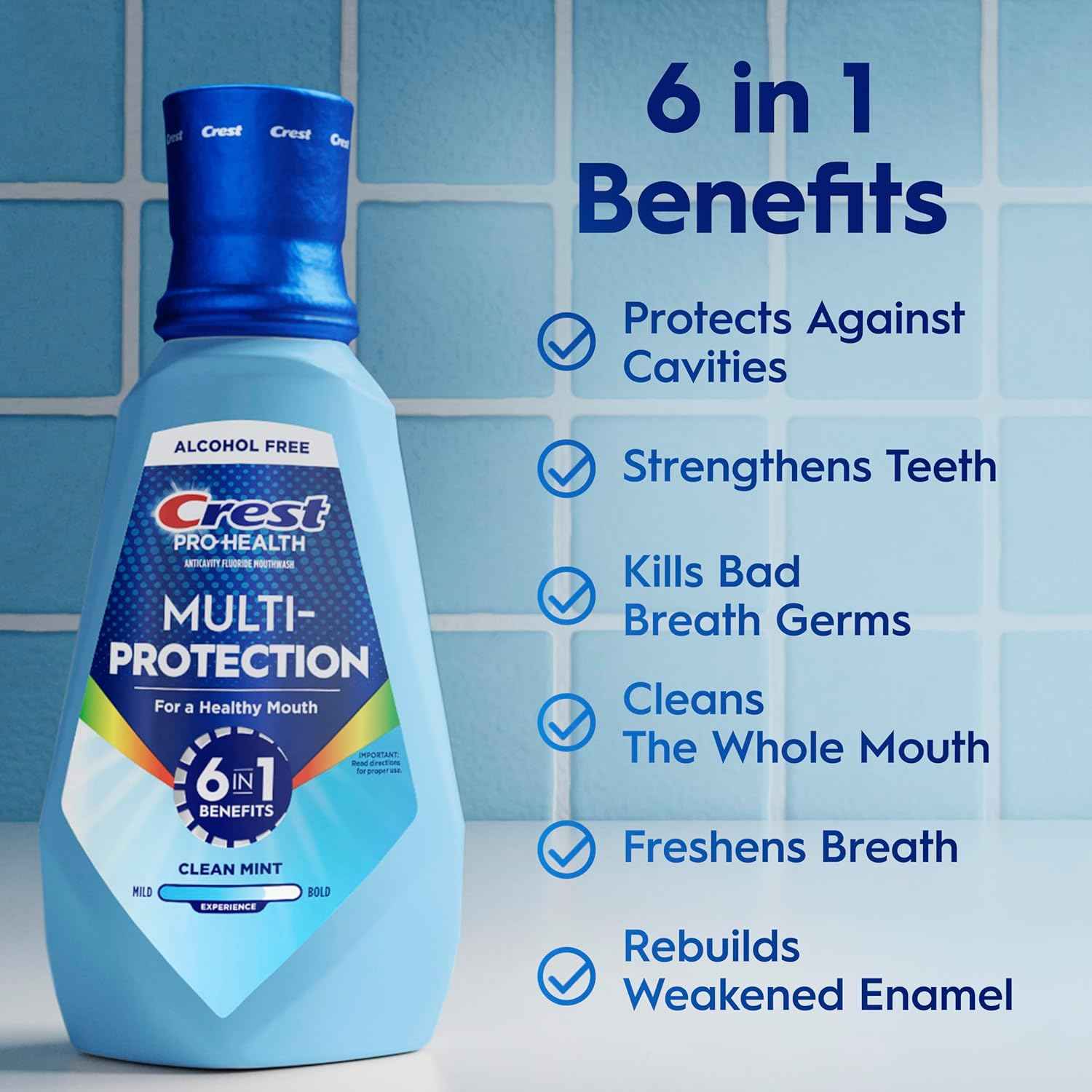 Crest Pro Health Multi-Protection Mouthwash 2 Pack – Alcohol-Free Fluoride Rinse for Daily Self-Care Ritual and Enamel Repair