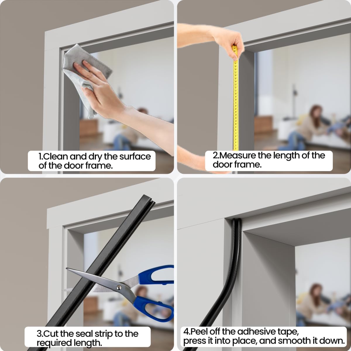 FoamGuard V-Shaped Door Seal Strip – Home Office Focus Door Weather Stripping, Block Hallway Distractions and Outside Noise