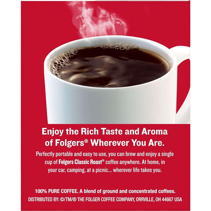 Folgers Coffee Singles – Single-Serve Filter Bags for the Office Desk, No Machine or Electricity Needed