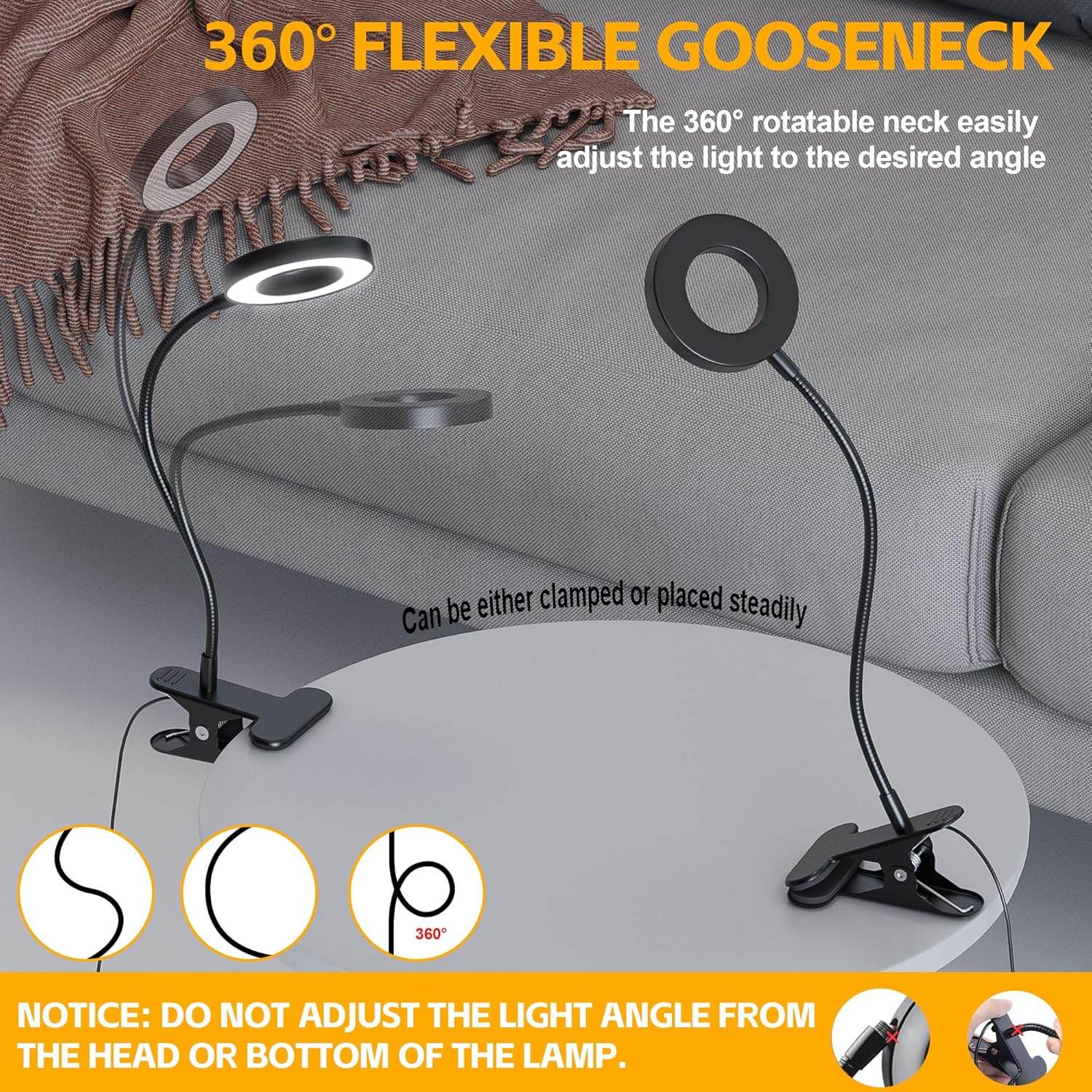 Foneso Clip-On LED Lamp for Kids Study Desk – Cool White Eye-Protection Light for Homework, Stays Cool to the Touch All Night