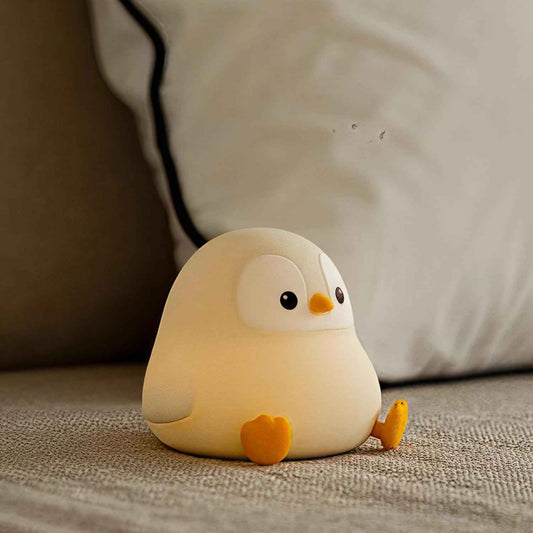 ATSUI Squishy Penguin Night Light – Child-Safe Rechargeable Lamp for Nursery and Playroom, 20-Minute Timer