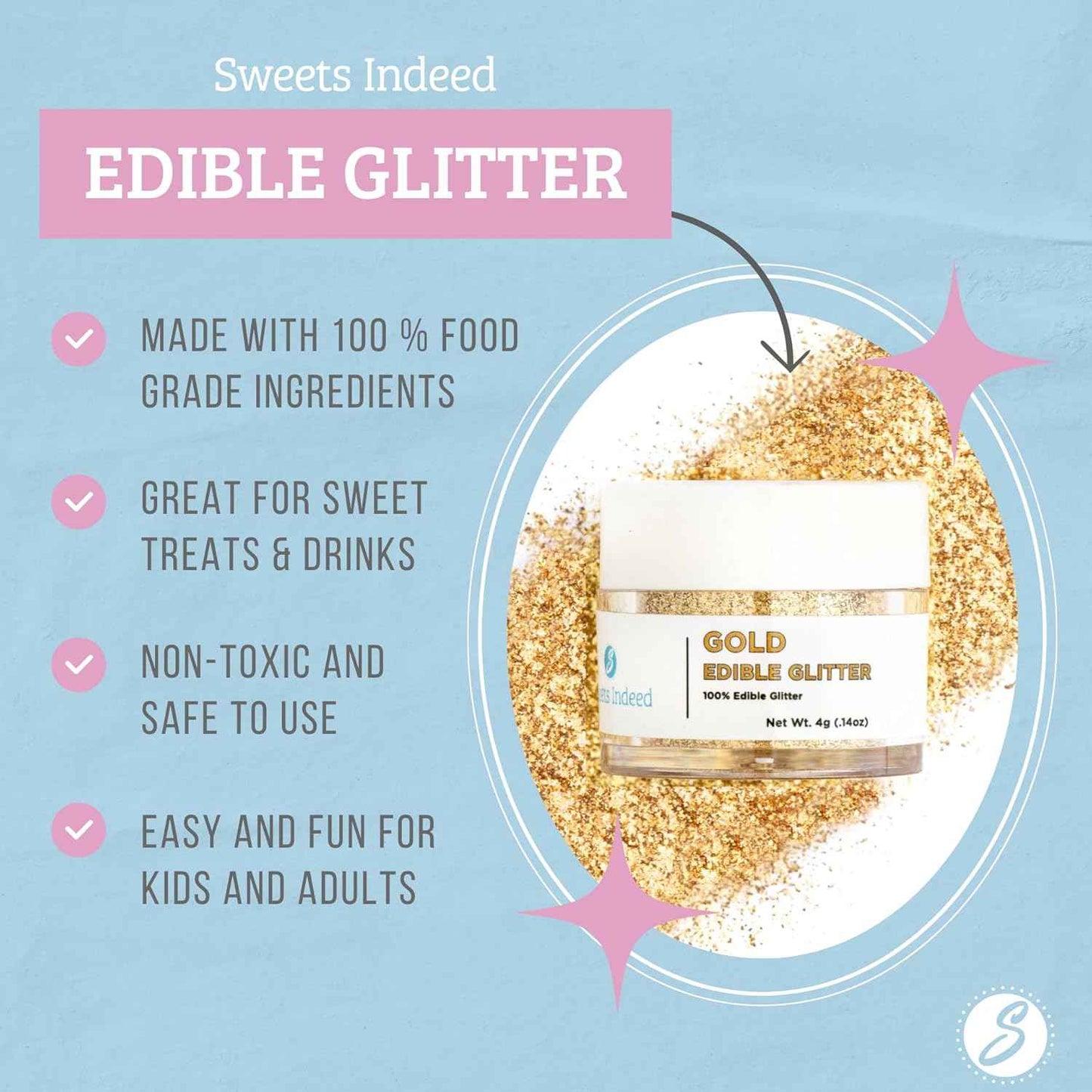 Sweets Indeed Edible Glitter – Mindful Baking Companion for Vegan, Gluten Free and Dairy Free Lifestyles