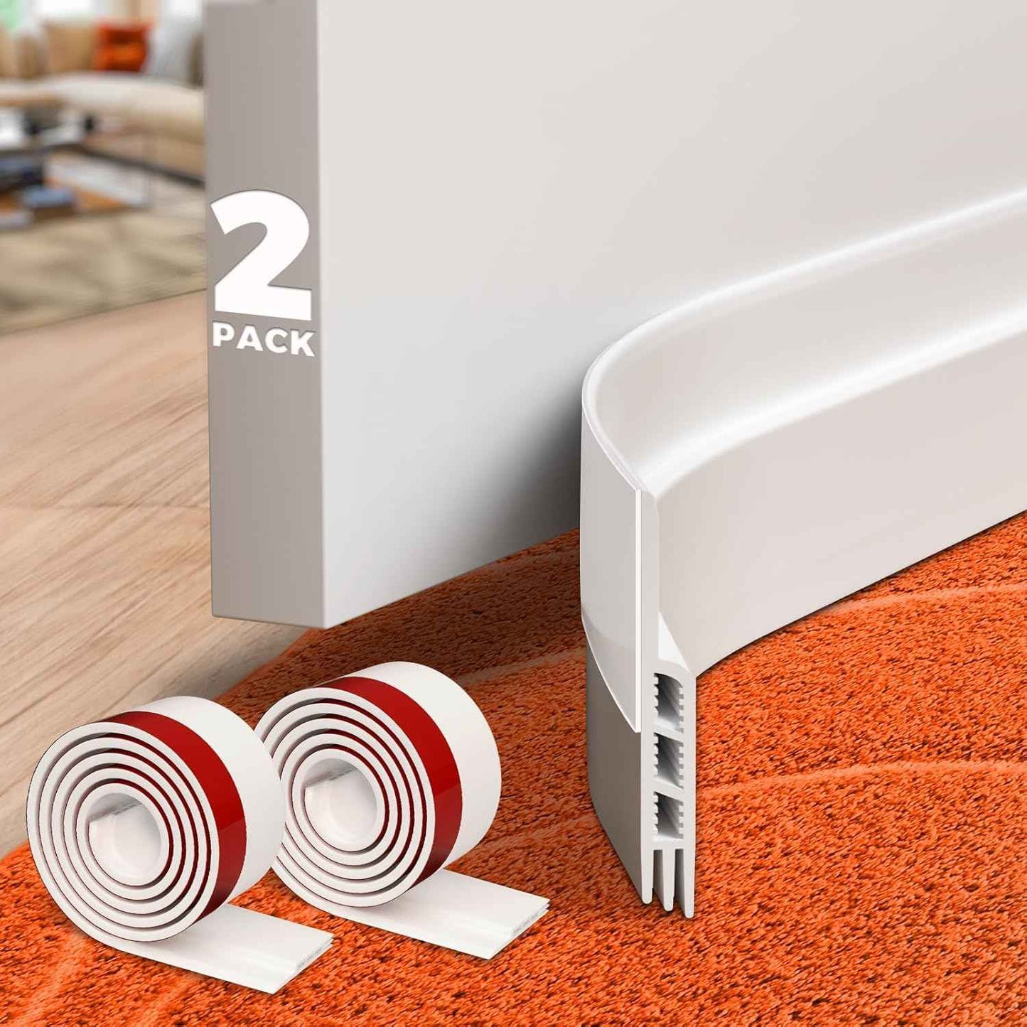Holikme Door Draft Stopper – Child and Pet Safe Silicone Seal for Front and Back Doors, Shatter-Free Bottom Seal