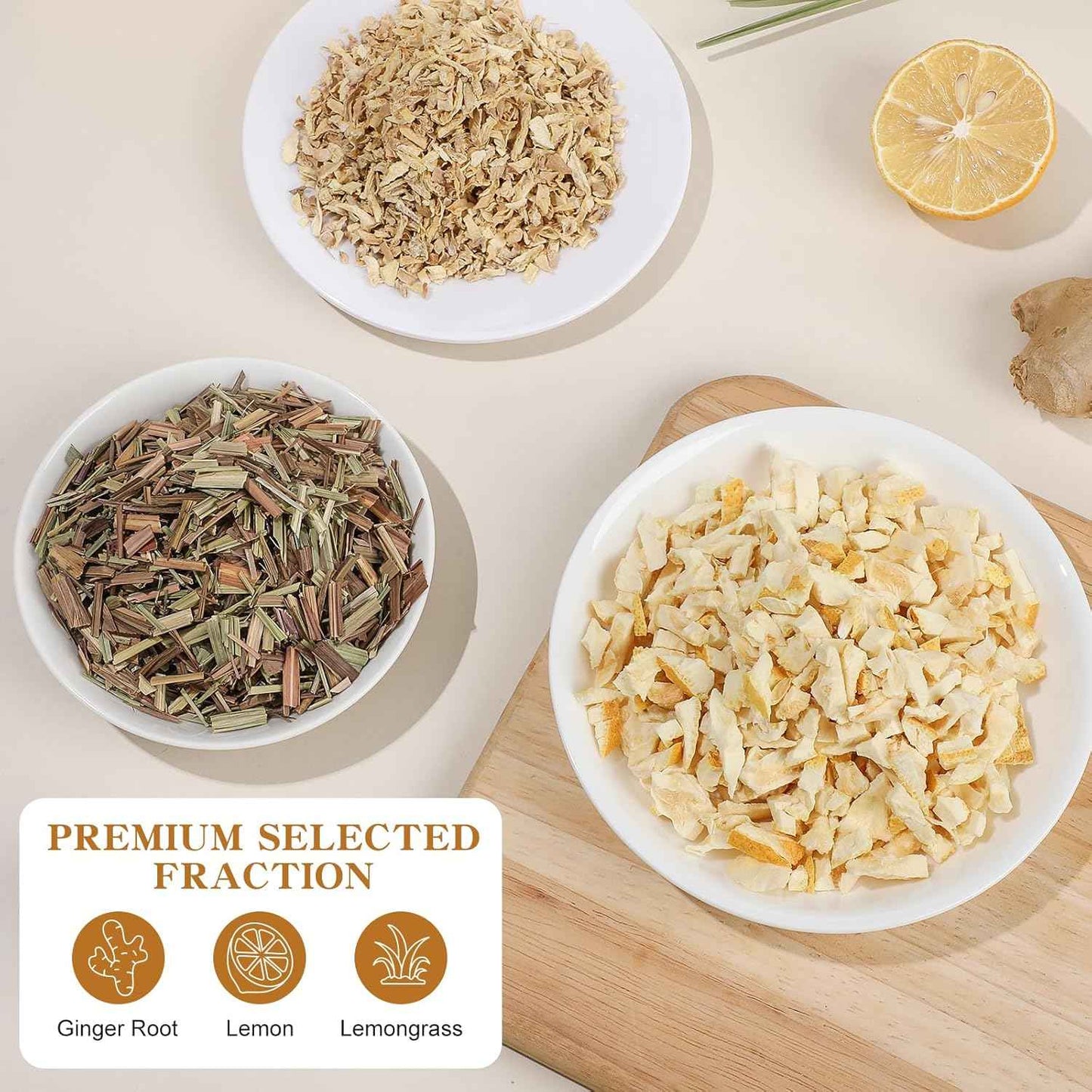 FullChea Lemon Ginger Tea Bags – Caffeine-Free Herbal Digestion Support for Evening Wind-Down Rituals