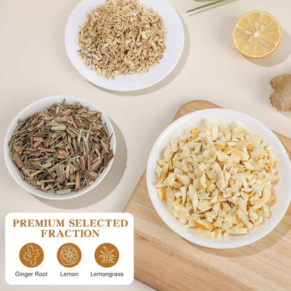 FullChea Lemon Ginger Tea Bags – Caffeine-Free Herbal Digestion Support for Evening Wind-Down Rituals