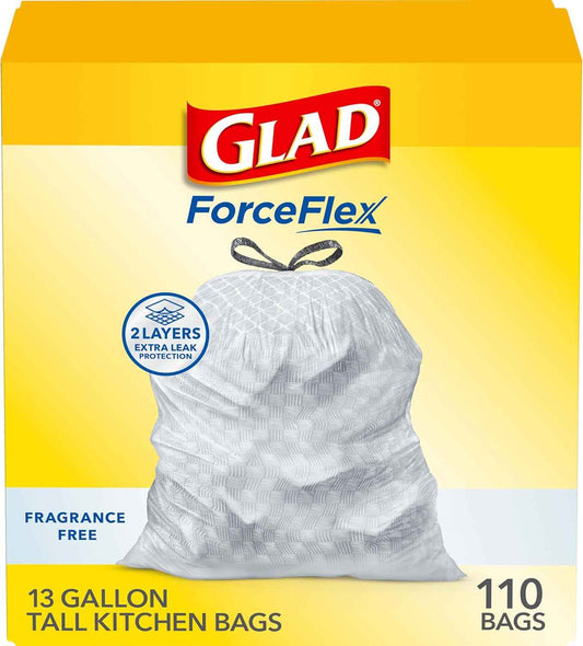 Glad ForceFlex Tall Kitchen Trash Bags – Fragrance-Free Daily Ritual for Sensitive Allergy Sufferers, 13 Gal