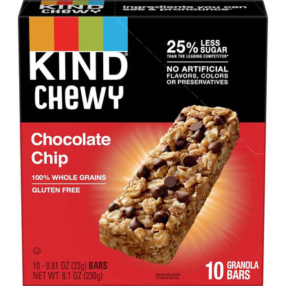 KIND Granola Chewy Bar Chocolate Chip – Portable Snack for Hiking and Park Outings, 10 Wrapped Bars