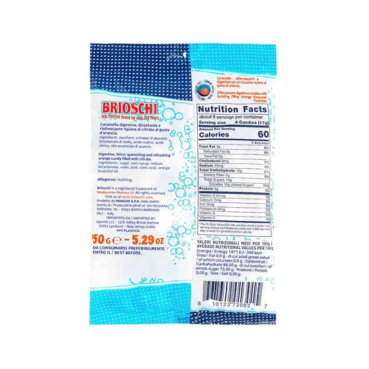 Brioschi Effervescent Orange Italian Candy – Citrate and Lemon Juice Digestive Support for Pregnancy and Morning Sickness