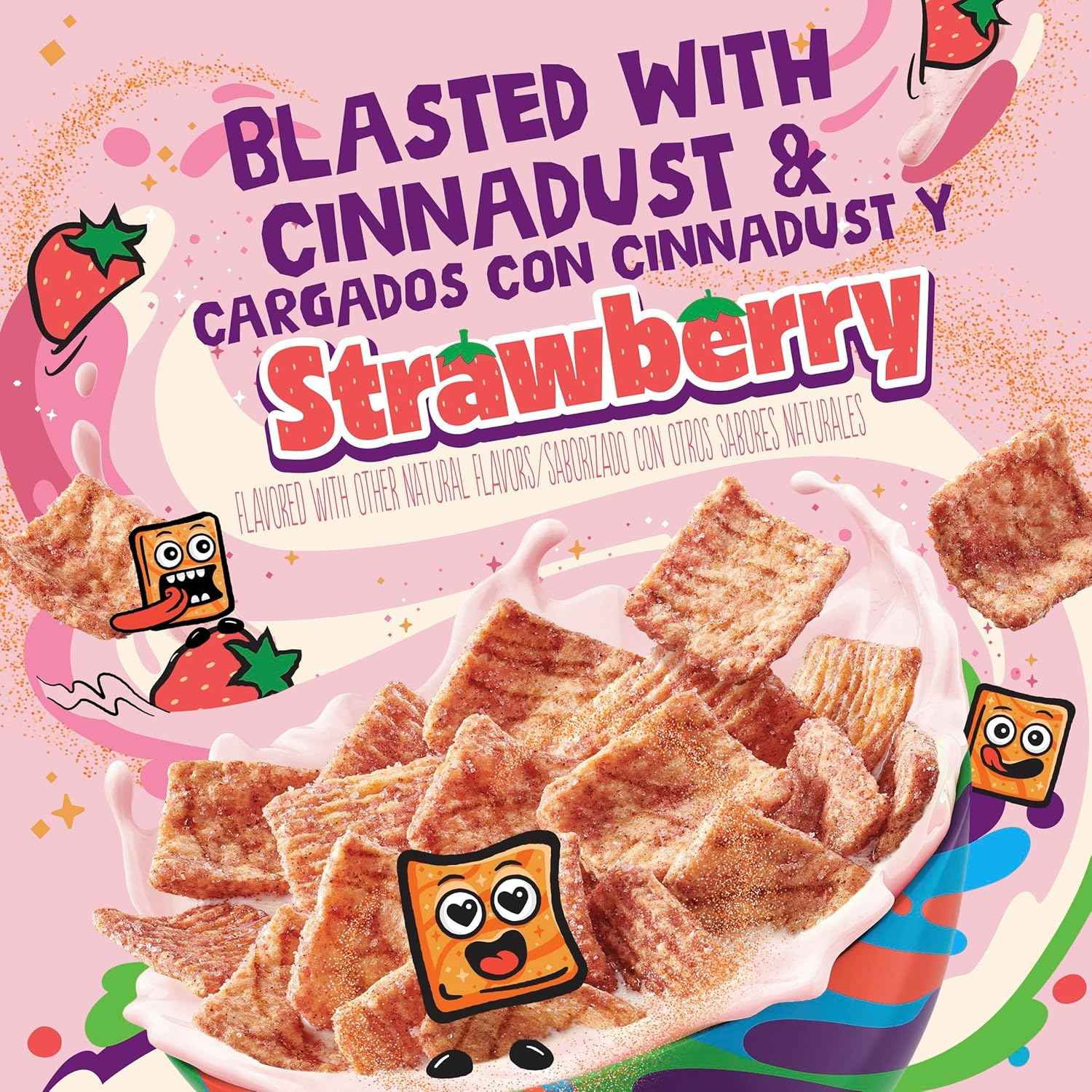 Cinnamon Toast Crunch Crispy Strawberry Cereal for Dorm Room Study Fuel and Late-Night Crunch