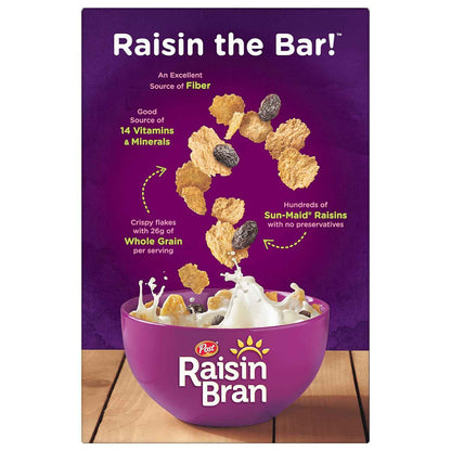 Post Raisin Bran Cereal – Quick Fiber-Rich Breakfast Fuel for Busy Workdays, 16.6 oz