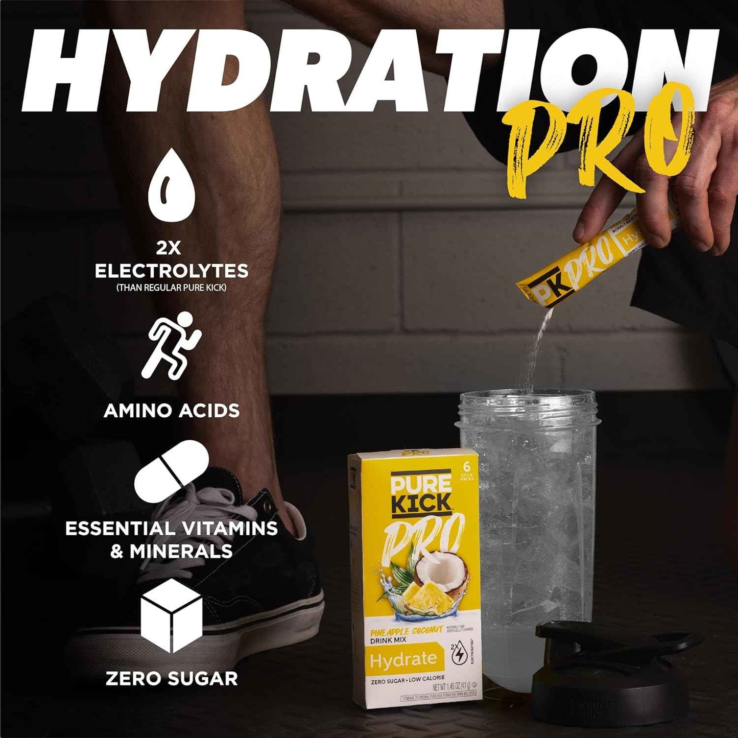 PURE KICK PRO Hydration Mix – Low-Sodium Daily Electrolyte Support for Self-Care Routines, Peach Mango Flavor