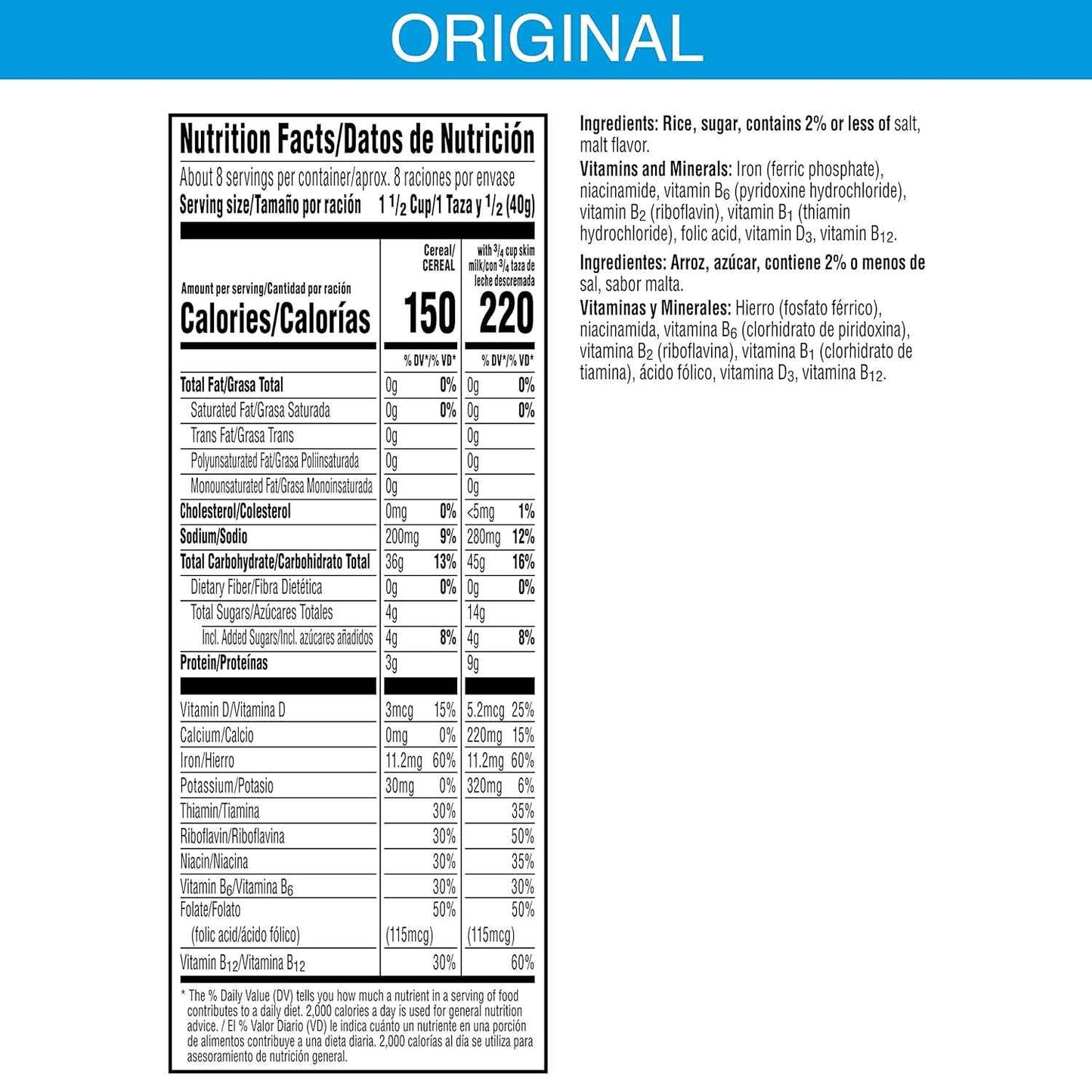 Kellogg's Rice Krispies Cereal – Lunchbox Snack for After-School Bites, Giant Family Size