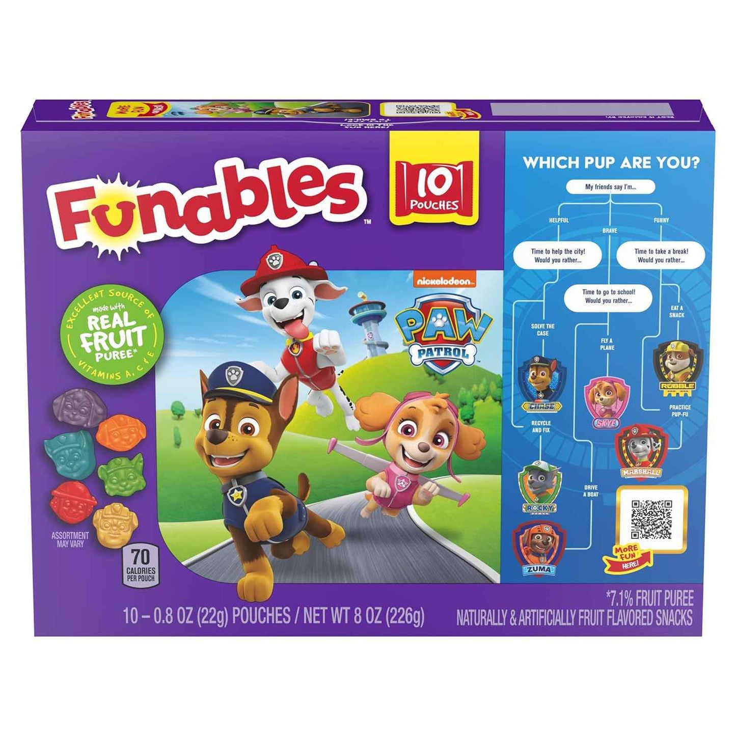 Funables PAW Patrol Fruity Snacks – Lunchbox Treat Pouches for Preschool and Elementary Kids, Assorted Fruit Flavors