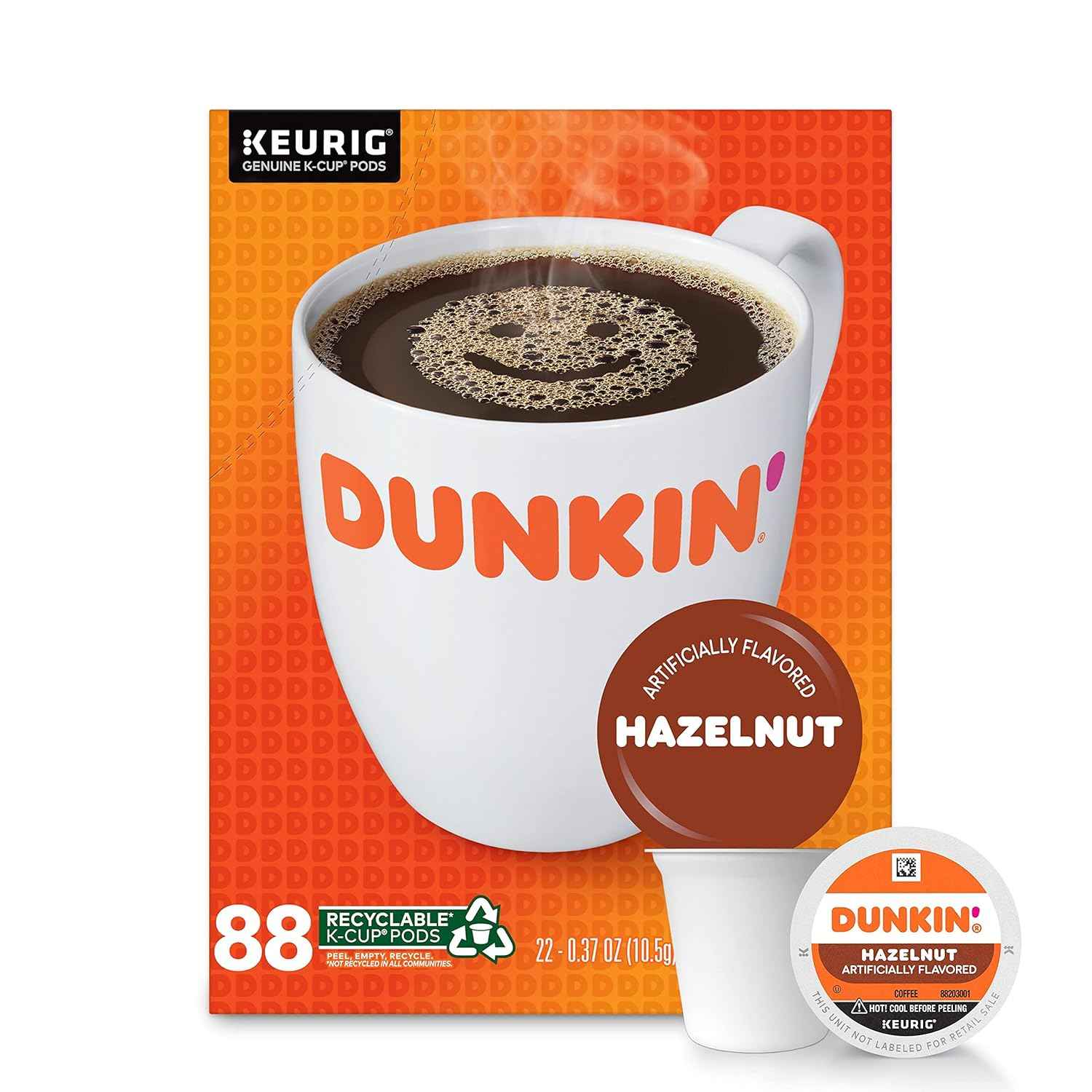 Dunkin' Hazelnut Keurig K-Cup Pods – Cozy Wind-Down Coffee Moment at Home, 88 Pod Comforting Roast