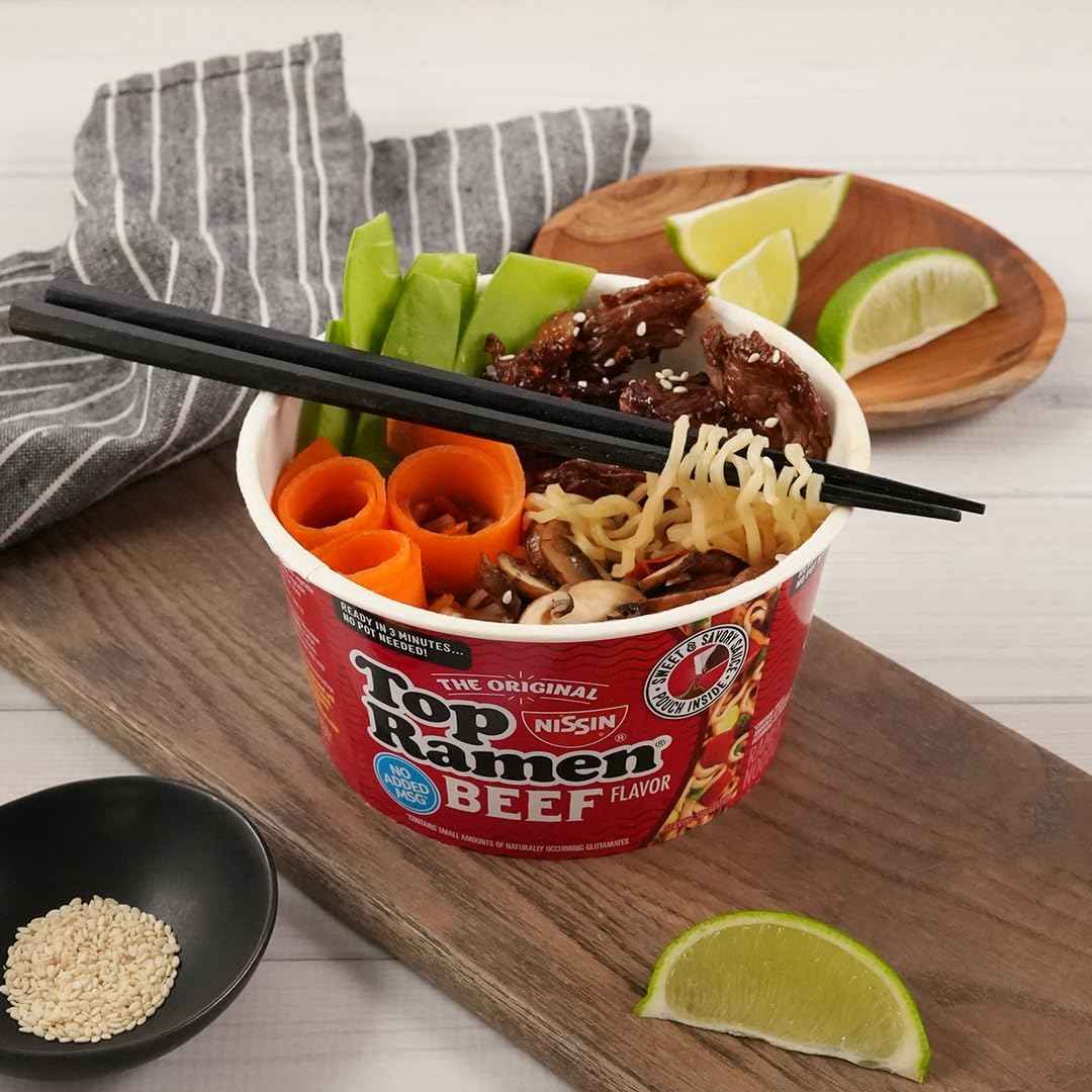 Nissin Top Ramen Bowl – Clean-Label Pantry Staple with No Added MSG, Chicken Flavor 6-Pack