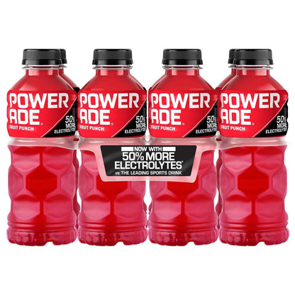 Powerade Fruit Punch – Kid-Friendly Electrolyte Drink for Lunch Boxes and Youth Sports, 20oz 8 Pack