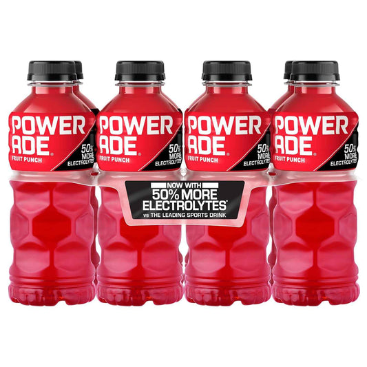 Powerade Fruit Punch – Kid-Friendly Electrolyte Drink for Lunch Boxes and Youth Sports, 20oz 8 Pack