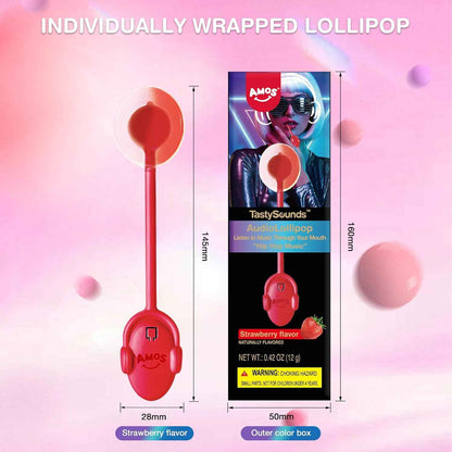 Amos Music Lollipop Candy – Playdate Party Favor for Ages 6-16, Singing Candy in Assorted Fruit Flavors