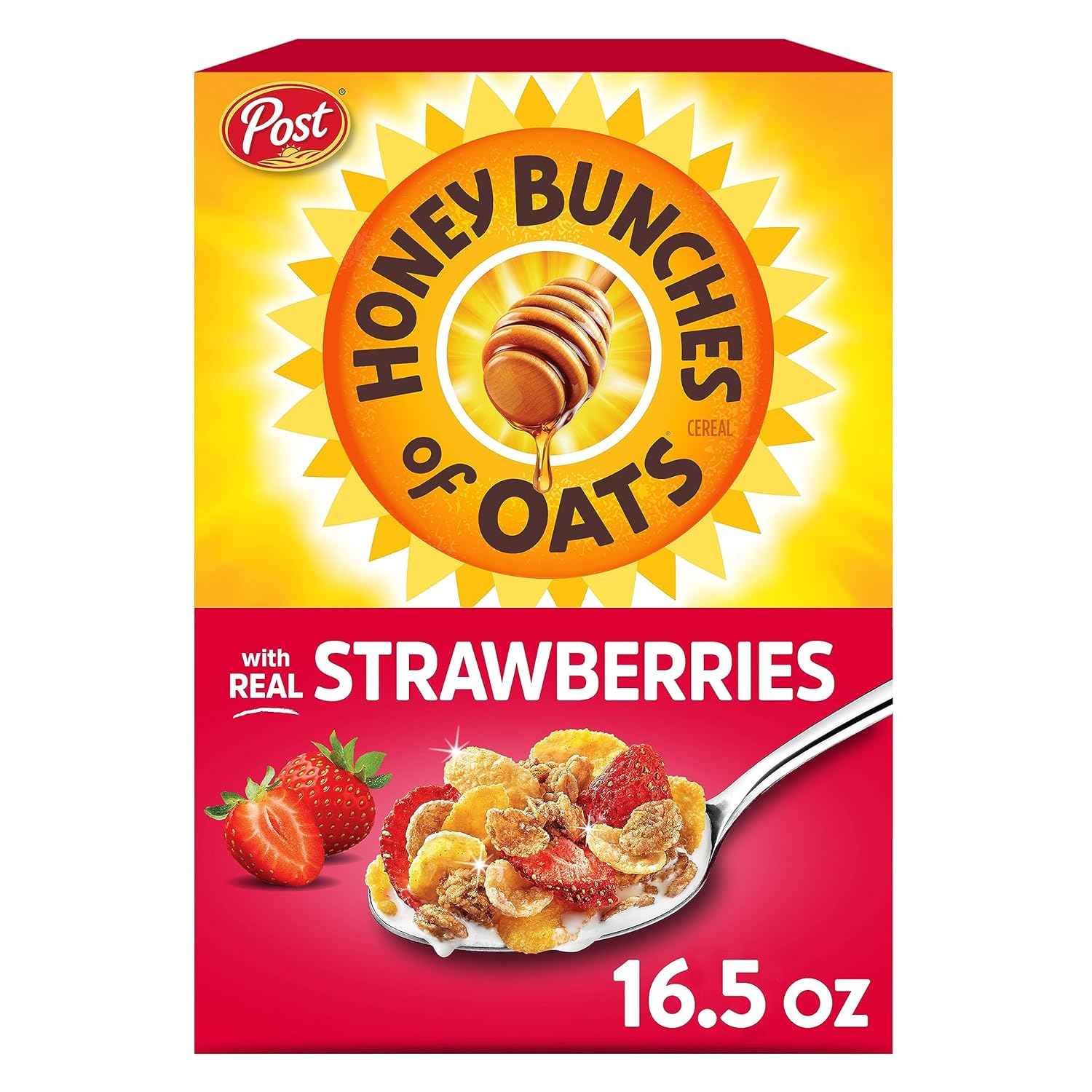 Honey Bunches of Oats with Strawberries Breakfast Cereal – Kid-Friendly Cereal for the Family Pantry and Lunchbox Station