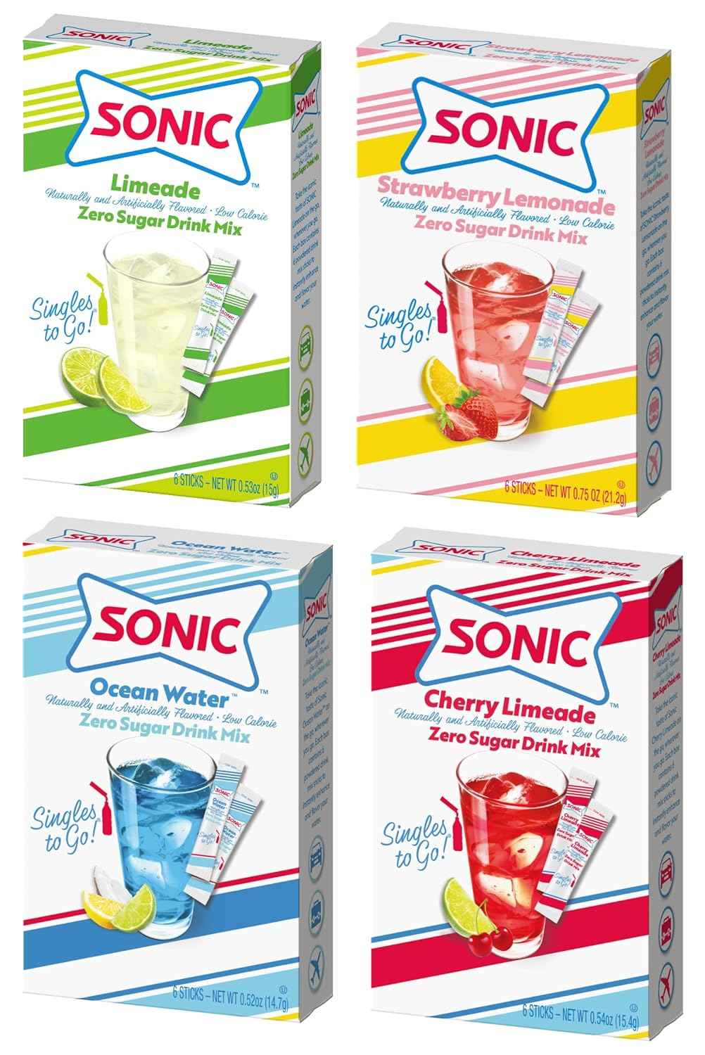 Sonic Singles to Go! Drink Mix Variety Pack – Sugar-Free Lunchbox Packets for School, After-School Activities, and Field Trips