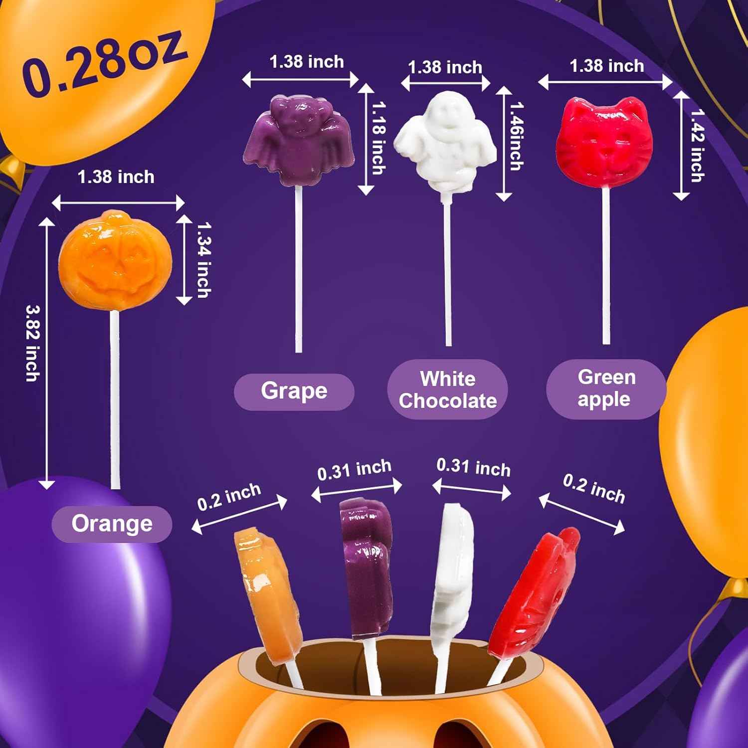 Halloween Candy Gift Box with 42 Individually Wrapped Monster Suckers, Ready to Give Halloween Themed Present for Coworkers Neighbors and Teachers