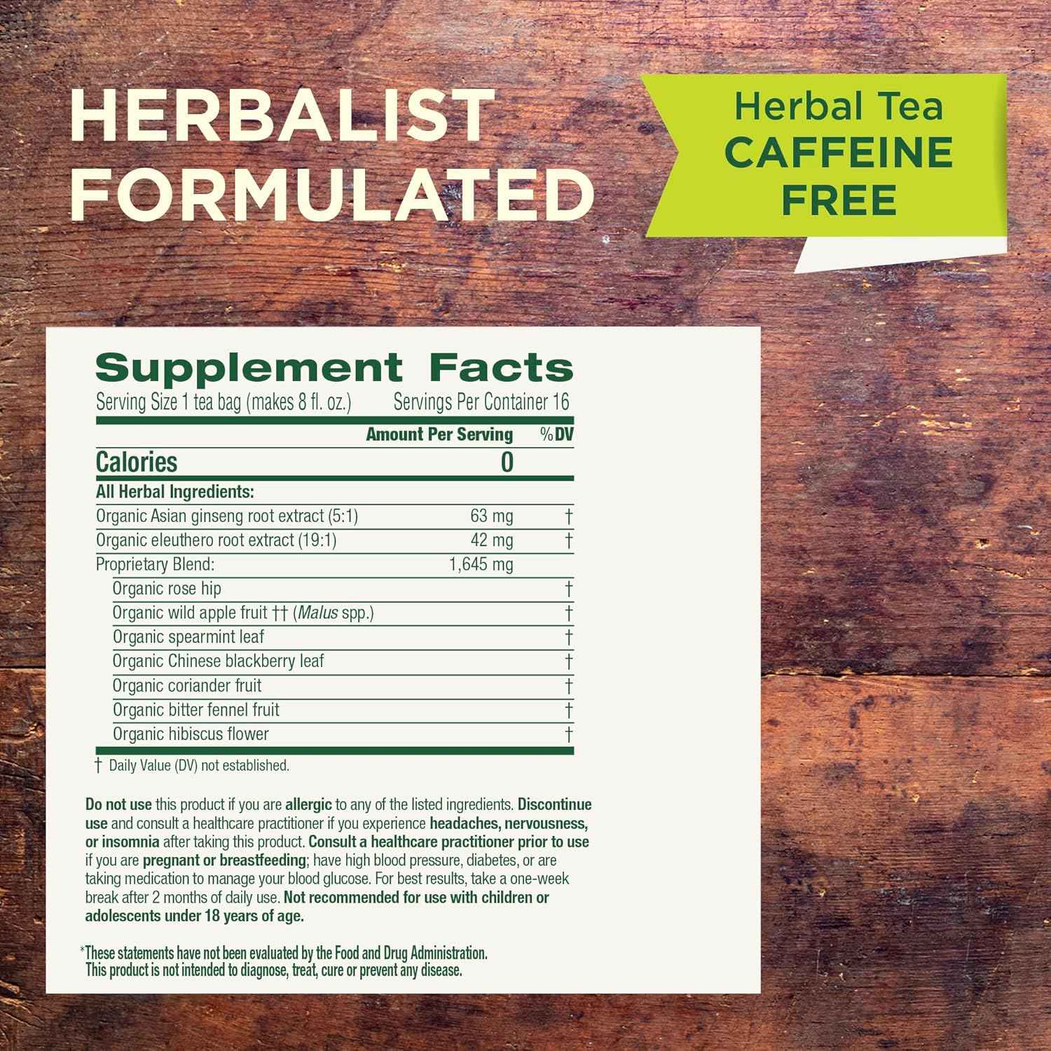 Traditional Medicinals Stress Ease Focus Tea – Clean-Label Adaptogen Blend for the Intentional Pantry, 16 Bags