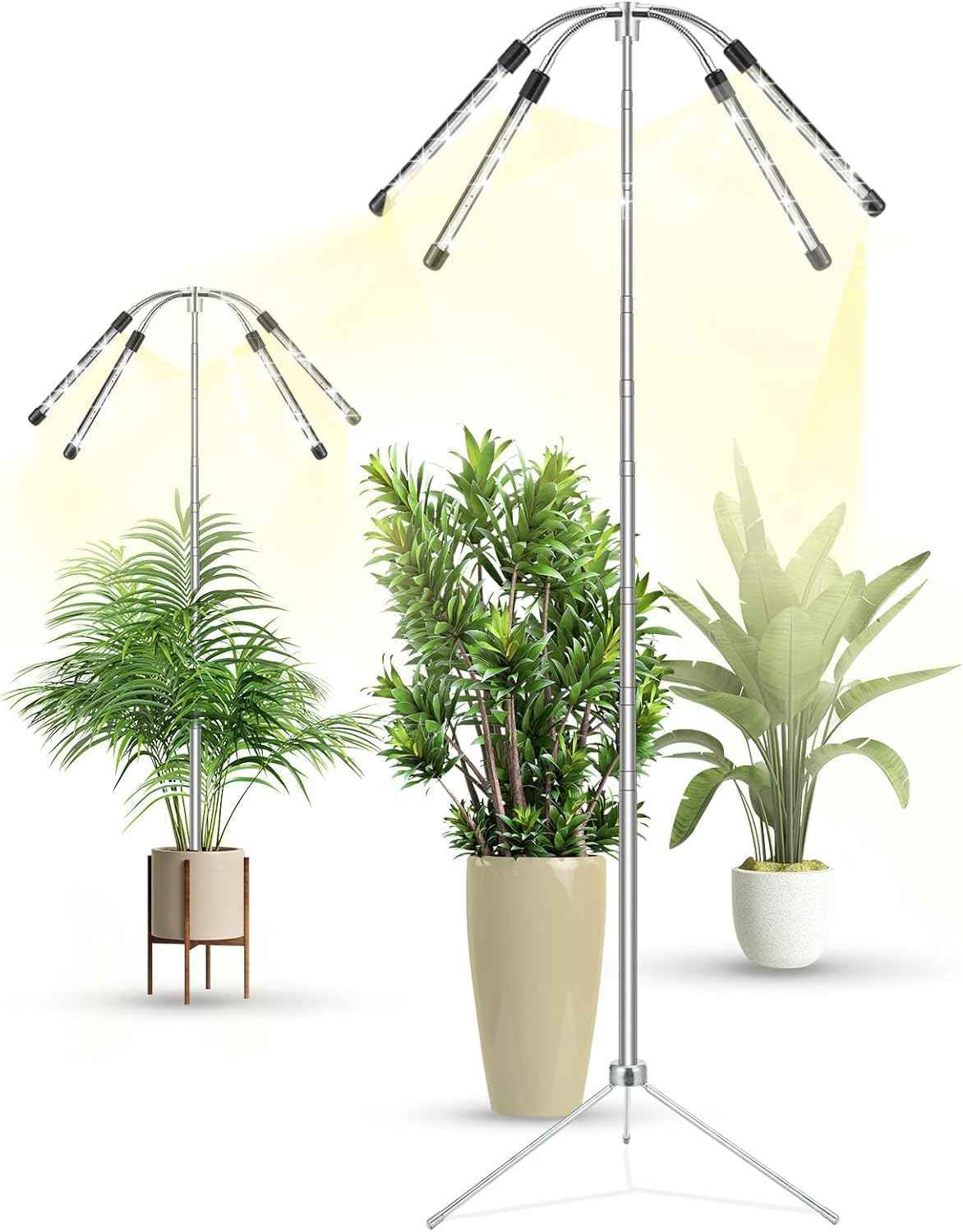 Grow Lights for Indoor Plants – Premium Birthday Gift for Plant Lovers, Full Spectrum 4-Head Floor Lamp