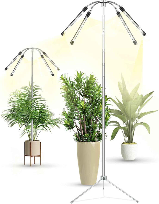 Grow Lights for Indoor Plants – Premium Birthday Gift for Plant Lovers, Full Spectrum 4-Head Floor Lamp