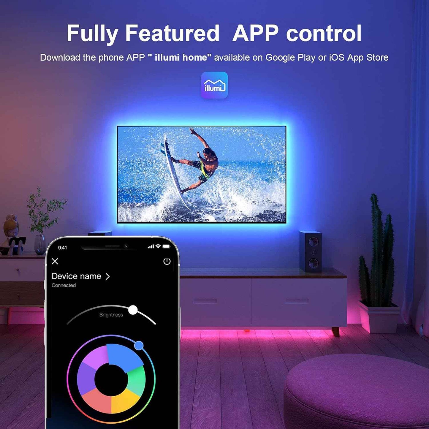 Nexillumi LED TV Backlight – Calming Bedroom Wind-Down Lighting for Evening Self-Care Routine