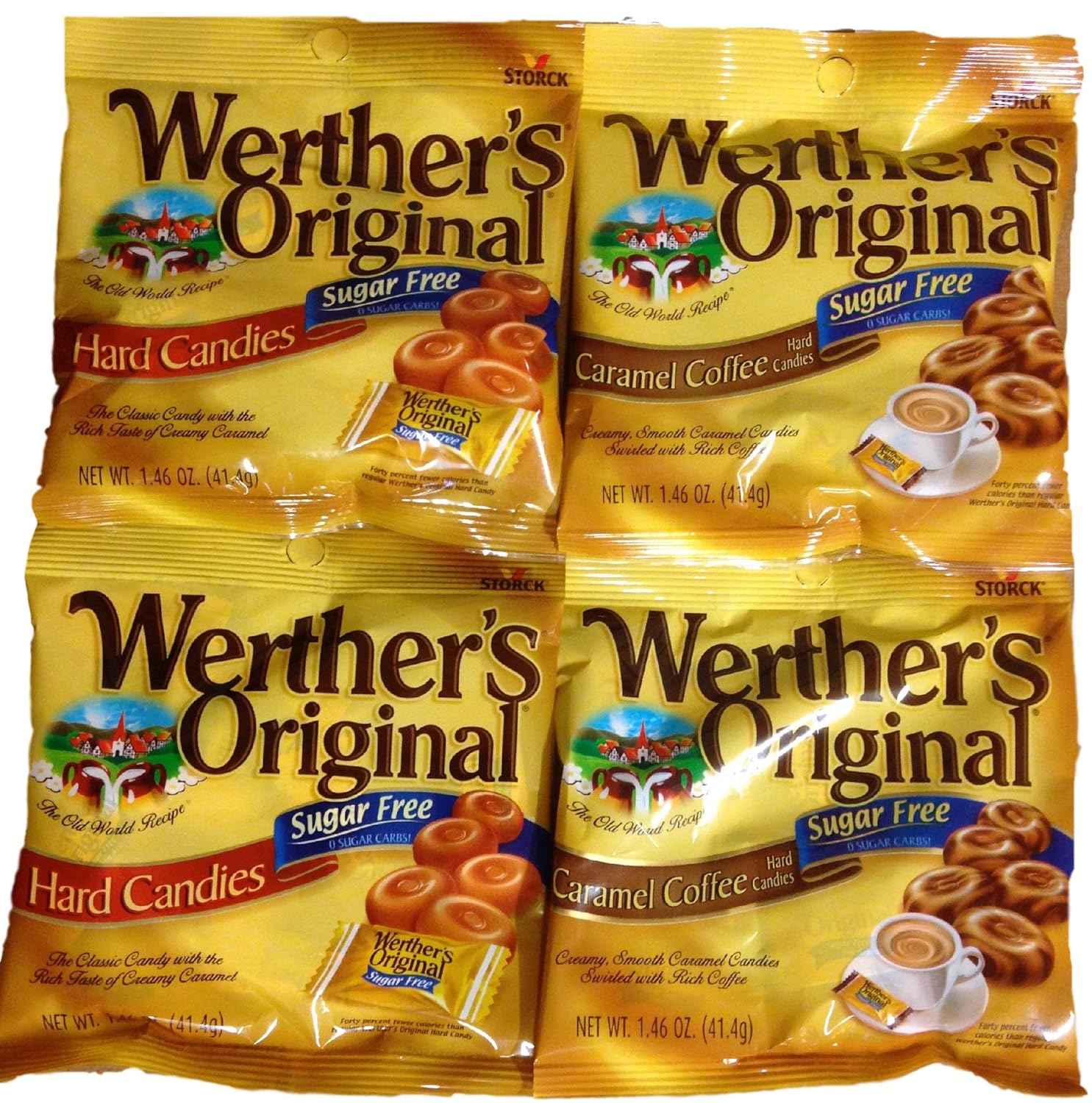 Werther's Original Sugar-Free Candy 4-Pack – Mindful Portion-Controlled Snack for Bedtime and Relaxation Rituals