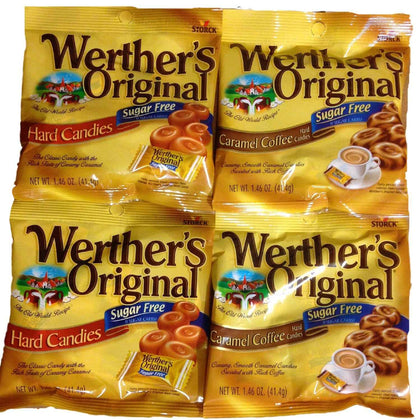 Werther's Original Sugar-Free Candy 4-Pack – Mindful Portion-Controlled Snack for Bedtime and Relaxation Rituals