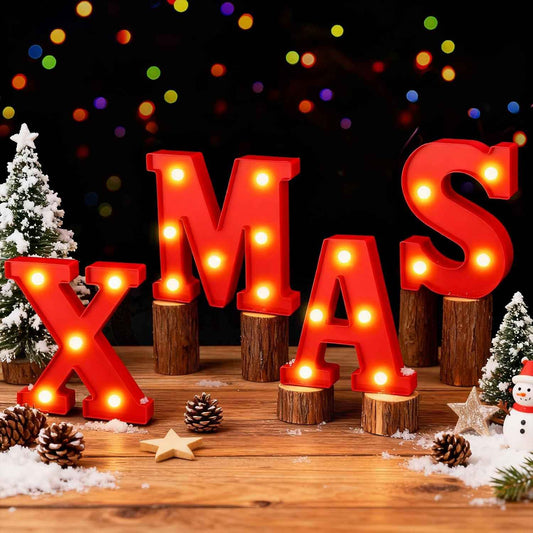 Fleurdeco LED XMAS Marquee Letters – Weather Ready Christmas Decor for Patio and Porch