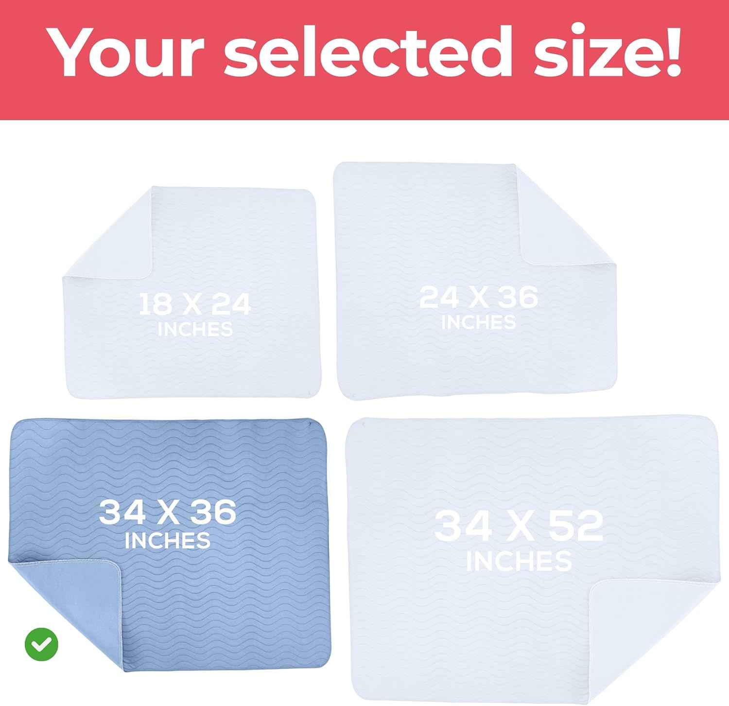 Utopia Bedding Reusable Incontinence Pads – Stress-Free Nighttime Care for Limited Mobility Adults, 34x36 Heavy Absorbency