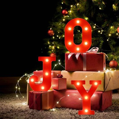 EDYCON Christmas Letter Lights – Child Friendly LED Sign for Nursery Shelf and Playroom Decor