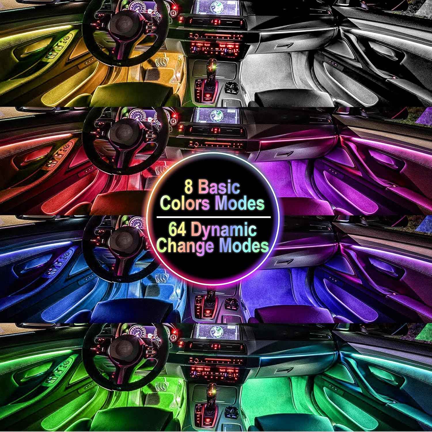 High-End Car Interior Lighting System, Waterproof Silicone LED Strips with Music Sync for Luxury Sedan Footwell & Under-Dash