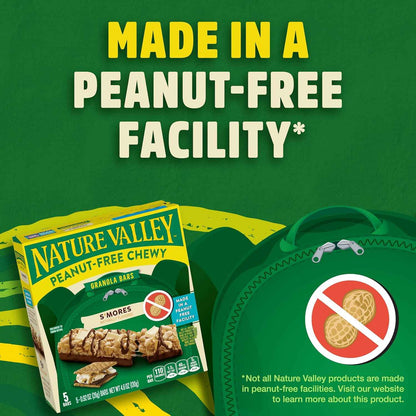 Nature Valley Peanut-Free S'mores Granola Bars – Portable Hiking and Road Trip Snack, 5 Count Travel Box