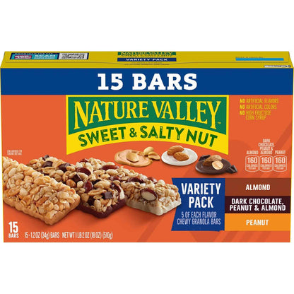 Nature Valley Sweet and Salty Nut Granola Bars – Clean Label Snack for Mindful Eating and Gym Bag Stash, 15 Count