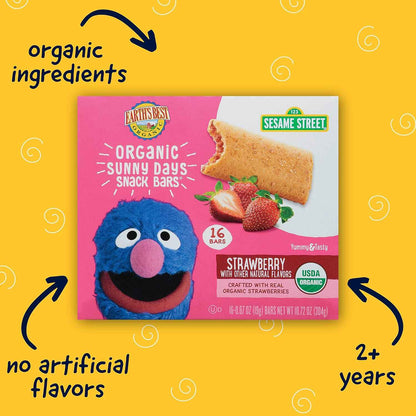 Earth's Best Organic Sunny Days Snack Bars – Safe Organic Snack for Toddlers 2 and Up, Individually Wrapped for Car Rides and Park Outings