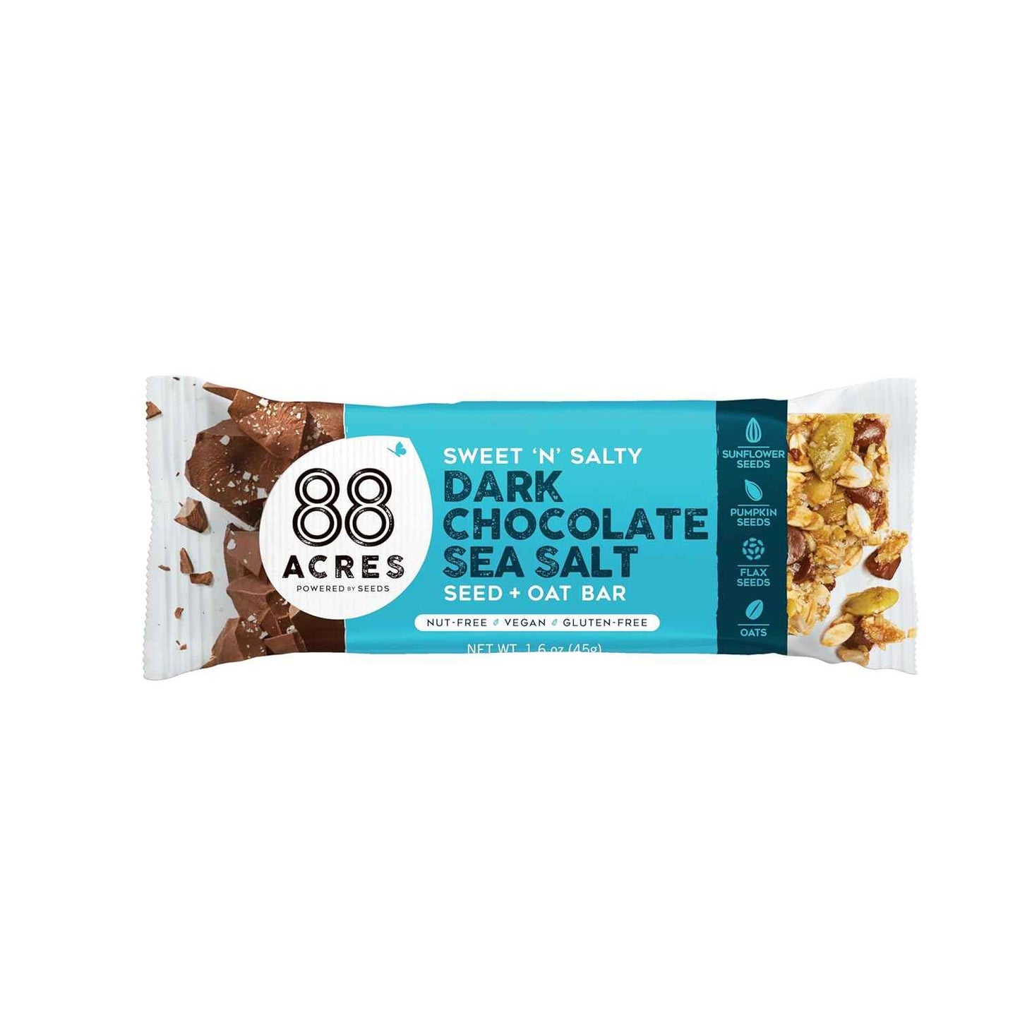 88 Acres Dark Chocolate Sea Salt Seed Bar – Safe Classroom Treat for Allergy-Prone Kids, Pack of 2