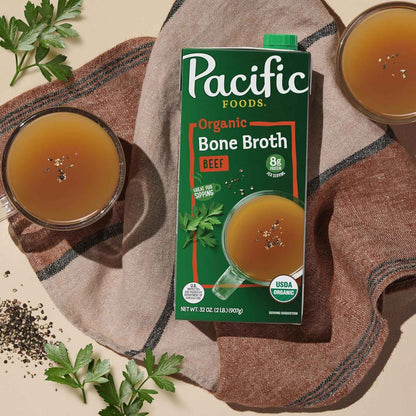 Pacific Foods Organic Beef Bone Broth – Pantry Staple Styled in a Modern Farmhouse Kitchen