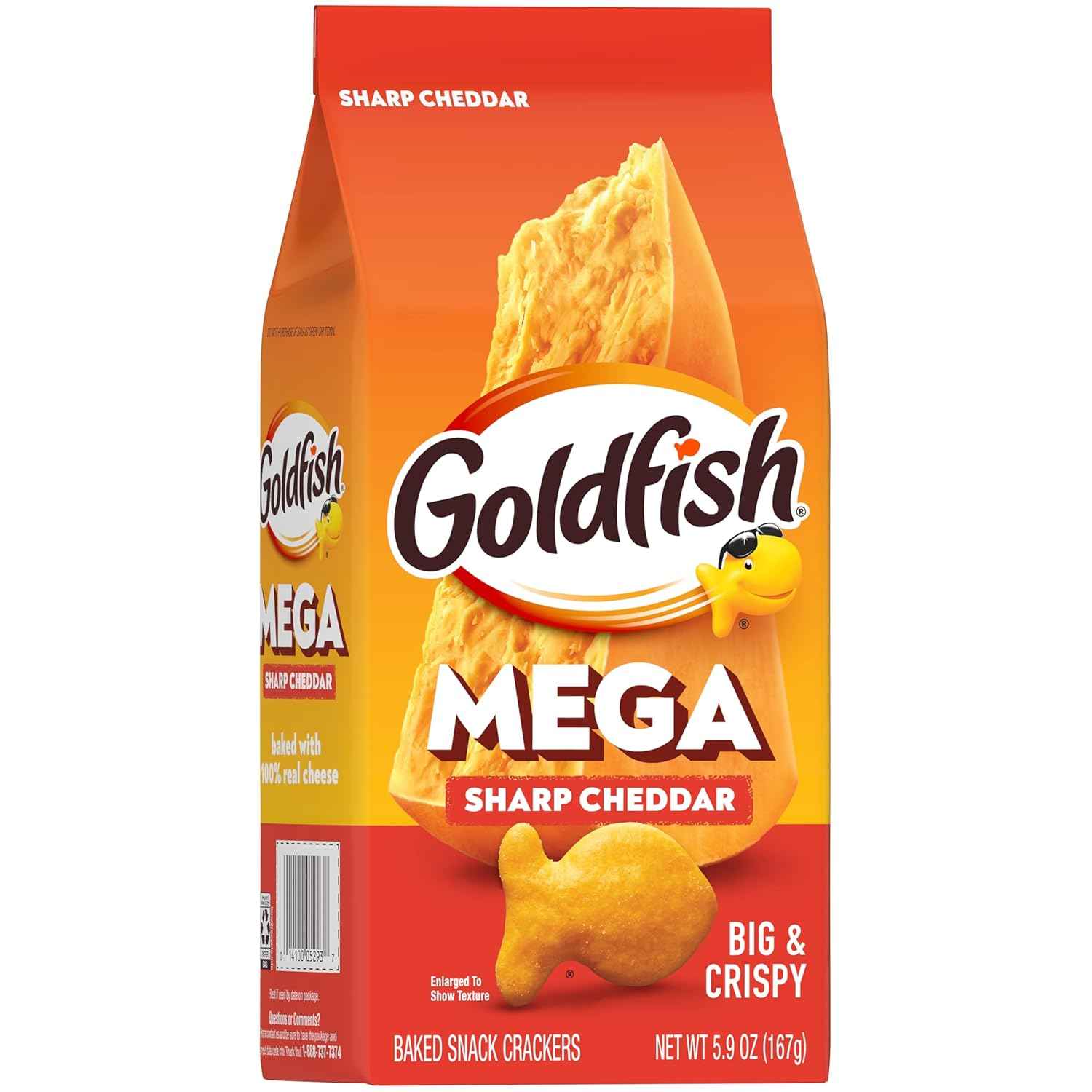Pepperidge Farm Goldfish Mega Bites Sharp Cheddar Crackers – Better-For-You Savory Snack for Mindful Snacking