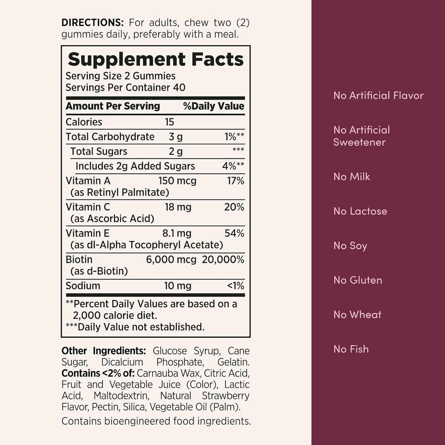 Nature's Bounty Optimal Solutions Hair Skin & Nails Gummies – Premium Beauty Supplement for the Refined Vanity, Biotin 2500 mcg, 140 Count