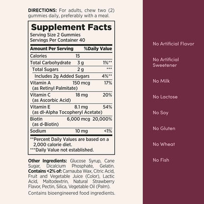Nature's Bounty Optimal Solutions Hair Skin & Nails Gummies – Premium Beauty Supplement for the Refined Vanity, Biotin 2500 mcg, 140 Count